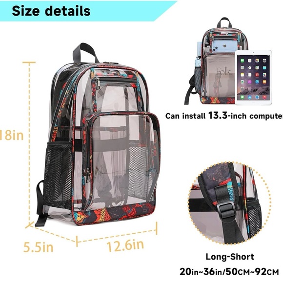 Clear Backpack Heavy Duty Backpacks Clear Bookbag Stadium Approved - Picture 6 of 8